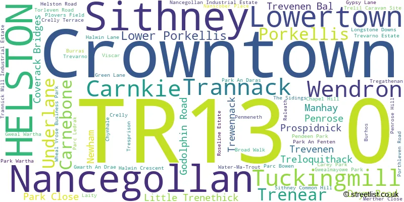 A word cloud for the TR13 0 postcode